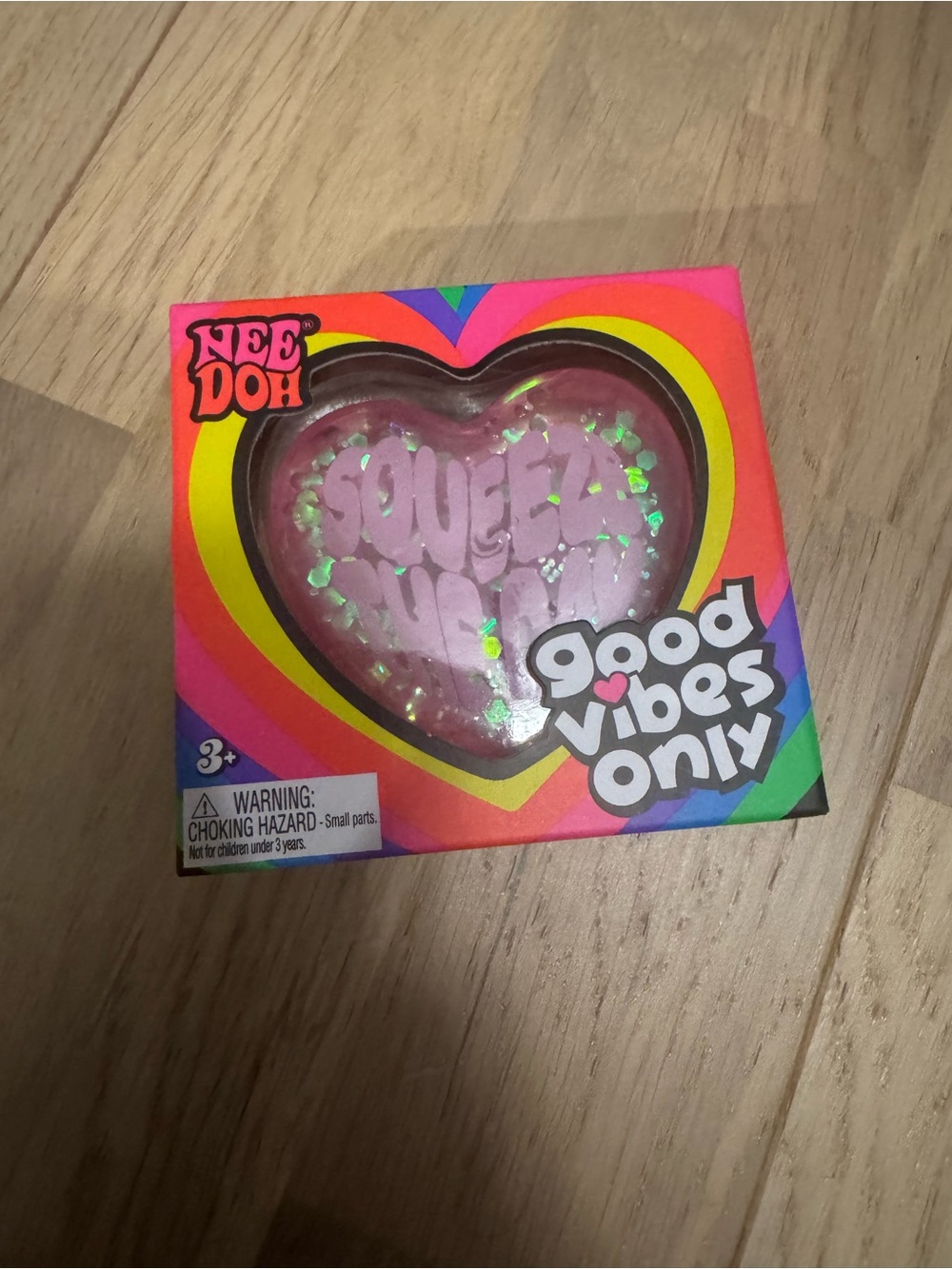 Nee Doh Good Vibes Only Pink Heart Squeeze Toy
